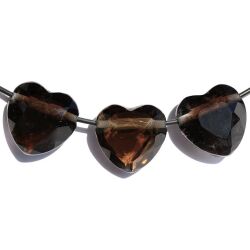 Rauchquarz dunkel Herz facettiert Schmuckstein gebohrt - AA-Sonderqualität - ca. 2,5 cm x 2,5 cm x 1,2 cm