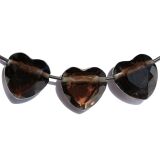 Rauchquarz dunkel Herz facettiert Schmuckstein gebohrt - AA-Sonderqualität - ca. 2,5 cm x 2,5 cm x 1,2 cm