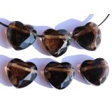Rauchquarz dunkel Herz facettiert Schmuckstein gebohrt - AA-Sonderqualität - ca. 2,5 cm x 2,5 cm x 1,2 cm