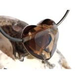 Rauchquarz dunkel Herz facettiert Schmuckstein gebohrt - AA-Sonderqualität - ca. 2,5 cm x 2,5 cm x 1,2 cm