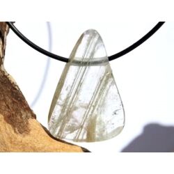 Bergkristall Phantomquarz mit Chlorit XXL Schmuckstein / Scheibenstein gebohrt - Sonderqualität - Handarbeit - ca. 4,5 cm x 3,1 cm x 0,9 cm