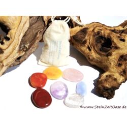 Chakra-Set klein (7 Steine) im Baumwollbeutel (handausgewählt)