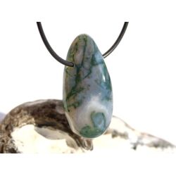 Moosachat grün XXL Schmuckstein / Trommelstein gebohrt - Sonderqualität - ca. 4,1 cm x 2 cm x 1,3 cm