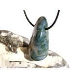 Moosachat grün XXL Schmuckstein / Trommelstein gebohrt - Sonderqualität - ca. 4,1 cm x 2 cm x 1,3 cm