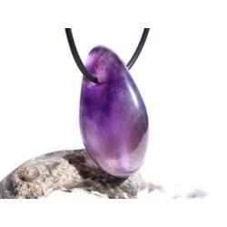 Chevron-Amethyst (Amethystquarz) XL Trommelstein / Schmuckstein gebohrt - Sonderqualität - ca. 3,8 cm x 1,7 cm x 1,7 cm