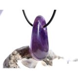 Chevron-Amethyst (Amethystquarz) XL Trommelstein / Schmuckstein gebohrt - Sonderqualität - ca. 3,8 cm x 1,7 cm x 1,7 cm