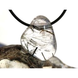 Turmalinquarz Schmuckstein / Trommelstein gebohrt - Sonderqualität - ca. 3,2 cm x 2,5 cm x 1,1 cm