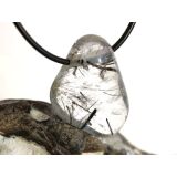 Turmalinquarz Schmuckstein / Trommelstein gebohrt -...