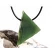 Nephrit-Jade XL Schmuckstein / Scheibenstein gebohrt matt - Sonderqualität - Handarbeit - ca. 3,9 cm x 2,6 cm x 0,9 cm
