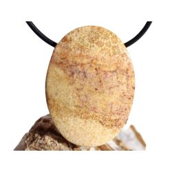 Versteinerte Koralle XXL Schmuckstein Cabochon / Scheibenstein gebohrt - ca. 4 cm x 3 cm x 0,9 cm