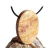 Versteinerte Koralle XXL Schmuckstein Cabochon / Scheibenstein gebohrt - ca. 4 cm x 3 cm x 0,9 cm