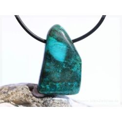 Gem Selica (Chrysokoll-Chalcedon) Schmuckstein / Scheibenstein gebohrt - Rarität - Sonderqualität - ca. 3,1 cm x 1,9 cm x 0,8 cm