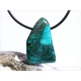 Gem Selica (Chrysokoll-Chalcedon) Schmuckstein / Scheibenstein gebohrt - Rarität - Sonderqualität - ca. 3,1 cm x 1,9 cm x 0,8 cm