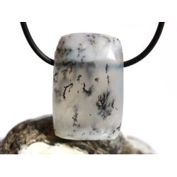 Dendritenchalcedon XL Schmuckstein Cabochon gebohrt - Sonderqualität - ca. 3,4 cm x 2,2 cm x 1,3 cm