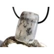 Dendritenchalcedon XL Schmuckstein Cabochon gebohrt - Sonderqualität - ca. 3,4 cm x 2,2 cm x 1,3 cm