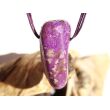 Sugilith XXL Schmuckstein / Trommelstein gebohrt mit Band Silberverschluss - Rarität - AAA-Sonderqualität - ca. 4,5 cm x 2 cm x 2 cm