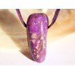Sugilith XXL Schmuckstein / Trommelstein gebohrt mit Band Silberverschluss - Rarität - AAA-Sonderqualität - ca. 4,5 cm x 2 cm x 2 cm