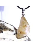 Rutilquarz gold XL Trommelstein Anhänger Silberöse - Sonderqualität - ca. 4,9 cm x 2,1 cm x 1 cm