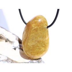 Rutilquarz gold XXL Trommelstein / Schmuckstein gebohrt - AA-Sonderqualit&auml;t - ca. 4,1 cm x 2,6 cm x 1,6 cm