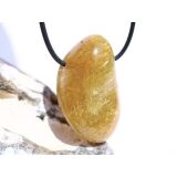 Rutilquarz gold XXL Trommelstein / Schmuckstein gebohrt -...