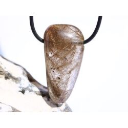 Rutilquarz gold XXL Trommelstein / Schmuckstein gebohrt - AA-Sonderqualität - ca. 4,1 cm x 2,1 cm x 1,2 cm