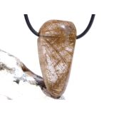 Rutilquarz gold XXL Trommelstein / Schmuckstein gebohrt - AA-Sonderqualität - ca. 4,1 cm x 2,1 cm x 1,2 cm