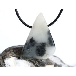 Steatit (Talk / Speckstein) XL Schmuckstein / Scheibenstein gebohrt - Sonderqualität - Handarbeit - ca. 3,7 cm x 2,6 cm x 0,8 cm