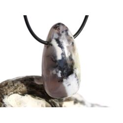 Dendritenchalcedon XL Trommelstein / Schmuckstein Cabochon gebohrt - Sonderqualität - ca. 3,9 cm x 2,1 cm x 1,5 cm