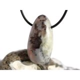 Dendritenchalcedon XL Trommelstein / Schmuckstein Cabochon gebohrt - Sonderqualität - ca. 3,9 cm x 2,1 cm x 1,5 cm