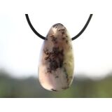 Dendritenchalcedon XL Trommelstein / Schmuckstein Cabochon gebohrt - Sonderqualität - ca. 3,9 cm x 2,1 cm x 1,5 cm