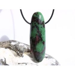 Rubin-Zoisit (Anyolith) XXXL Schmuckstein / Trommelstein gebohrt - AA-Sonderqualität - ca. 6,4 cm x 2 cm x 1,5 cm