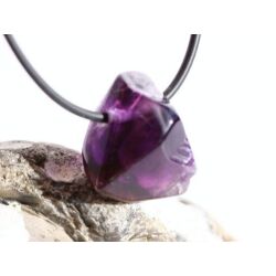 Amethyst dunkel "Morion" Kristallspitze / Rohstein angetrommelt, gebohrt - AA-Sonderqualität - ca. 2,4 cm x 2,2 cm x 1,8 cm