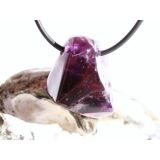 Amethyst dunkel "Morion" Kristallspitze / Rohstein angetrommelt, gebohrt - Sonderqualität - ca. 2,7 cm x 2,3 cm x 2,1 cm - Sonderpreis wg. Makel -