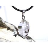 Herkimer Diamant Doppelender Kristall Anhänger Silberöse Schmucksdose - Sonderqualität - Rarität - ca. 3,1 cm x 1,3 cm x 1 cm