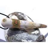 Ozeanachat XXXL Schmuckstein "Griffel" gebohrt (Ozeanchalcedon / Ozeanjaspis) - AA-Sonderqualität - ca. 10 cm x 2 cm / 0,6 cm