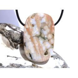Ozeanachat XXL Schmuckstein Cabochon / Scheibenstein gebohrt (Ozeanchalcedon / Ozeanjaspis) - Sonderqualit&auml;t - ca. 4,5 cm x 2,8 cm x 1 cm