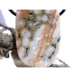 Ozeanachat XXL Schmuckstein Cabochon / Scheibenstein gebohrt (Ozeanchalcedon / Ozeanjaspis) - Sonderqualit&auml;t - ca. 4,5 cm x 2,8 cm x 1 cm