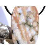 Ozeanachat XXL Schmuckstein Cabochon / Scheibenstein gebohrt (Ozeanchalcedon / Ozeanjaspis) - Sonderqualit&auml;t - ca. 4,5 cm x 2,8 cm x 1 cm