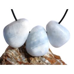 Calcit blau Trommelsteine gebohrt - ca. 3,2 - 3,6 cm / ca. 21-23 g/St