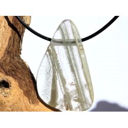 Bergkristall Phantomquarz mit Chlorit XXXL Schmuckstein / Scheibenstein gebohrt - Sonderqualität - Handarbeit - ca. 5,2 cm x 3,2 cm x 0,8 cm