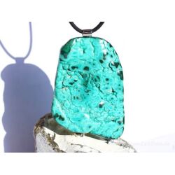 Chrysokoll-Malachit XXXL Schmuckstein / Scheibenstein Anhänger Silberöse - Rarität - Sonderqualität - ca. 9,1 cm x 6,2 cm x 1,2 cm (mit Öse)