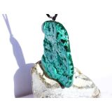 Chrysokoll-Malachit XXXL Schmuckstein / Scheibenstein Anhänger Silberöse - Rarität - Sonderqualität - ca. 9,1 cm x 6,2 cm x 1,2 cm (mit Öse)