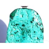 Chrysokoll-Malachit XXXL Schmuckstein / Scheibenstein Anhänger Silberöse - Rarität - Sonderqualität - ca. 9,1 cm x 6,2 cm x 1,2 cm (mit Öse)