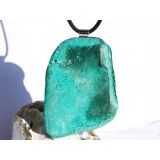 Chrysokoll-Malachit XXXL Schmuckstein / Scheibenstein Anhänger Silberöse - Rarität - Sonderqualität - ca. 9,1 cm x 6,2 cm x 1,2 cm (mit Öse)