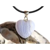 Chalcedon blau geb&auml;ndert Herz Schmuckstein Cabochon - Silber&ouml;se - Schmuckdose - Sonderqualit&auml;t - ca. 2,8 cm x 2 cm x 1,2 cm