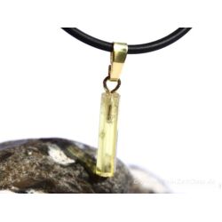 Gold-Beryll (Beryll Gold) Kristallstab / Rohstein Anhänger Silberöse vergoldet - AA-Sonderqualität - Rarität - ca. 2,8 cm x 0,4 cm x 0,4 cm