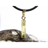 Gold-Beryll (Beryll Gold) Kristallstab / Rohstein Anhänger Silberöse vergoldet - AA-Sonderqualität - Rarität - ca. 2,8 cm x 0,4 cm x 0,4 cm
