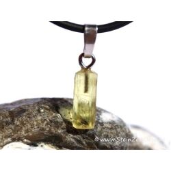 Gold-Beryll (Goldberyll / Beryll Gold) Kristallstab / Rohstein Anh&auml;nger Silber&ouml;se - AA-Sonderqualit&auml;t - Rarit&auml;t - ca. 2,4 cm x 0,5 cm x 0,4 cm